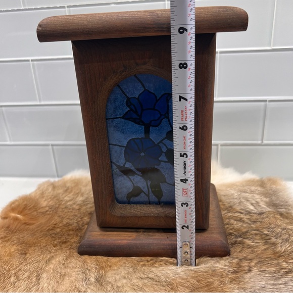 Vintage Wooden Luminary/Candle Holder with Stained Glass Door - Picture 12 of 15